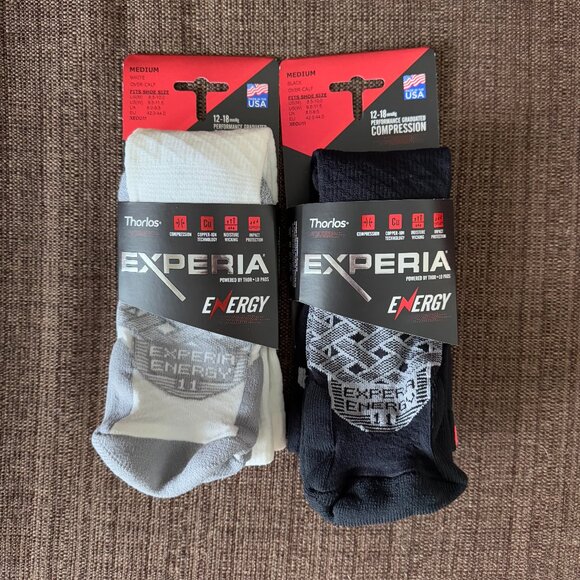 NEW BUNDLE OF 2 THORLOS EXPERIA ENERGY UNISEX OVER CALF COMPRESSION SOCKS Medium - Picture 1 of 6